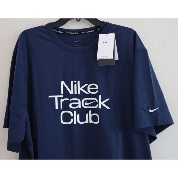 Nike Dri-Fit FB5512-410 Men's Sz 2XL Dark Blue Track Club S/S Running T-Shirt - Picture 4 of 8